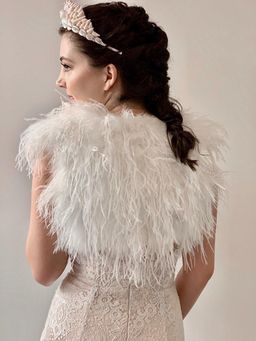 When Freddie Met Lilly Ostrich Shrug Off White One Size for rent on The Volte - image 3