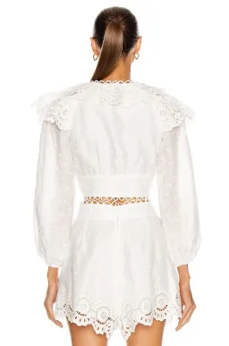 Zimmermann Bellitude Scallop Crop Top and Shorts Set Ivory Size 8 for rent on The Volte - image 3