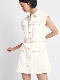 Aje Framework Denim Sleeveless Dress White Size 8 for rent on The Volte - image 1