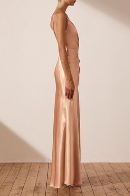 Shona Joy La Lune Cross Draped Maxi Dress Desert Rose Size 8 for rent on The Volte - image 4