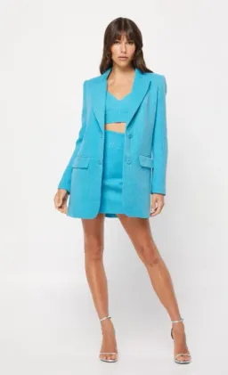Mossman Complete Control Blazer Size 6 and Mini Skirt Size 8 Set Blue for rent on The Volte - image 1