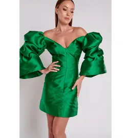 Khirzad Femme Solaro MIni Dress in Peacock Green Size AU 8 for rent on The Volte - image 2
