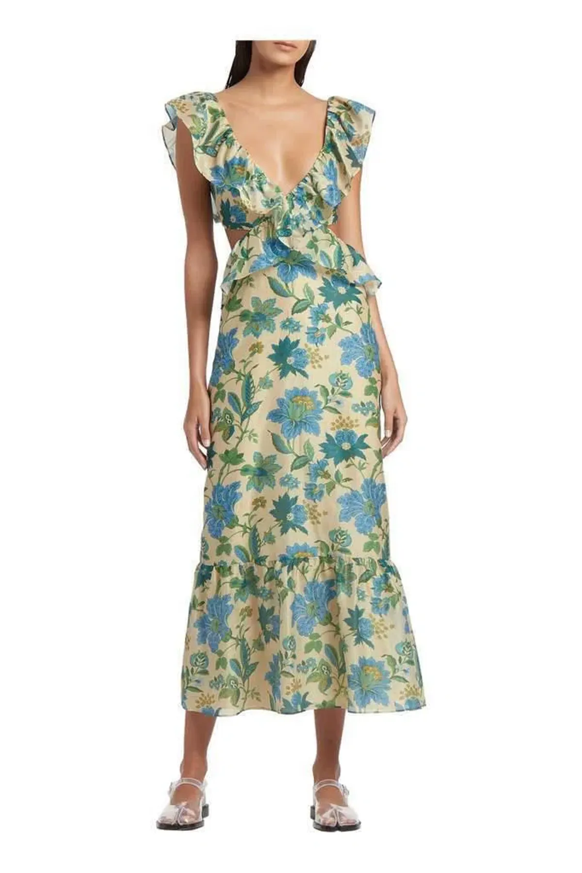 Sir The Label Celia Frill Midi Dress Print Size 8 - Image 2