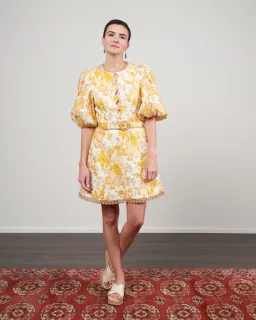 Zimmermann Postcard Mini Dress Swirl Floral Yellow Size 12 for rent on The Volte - image 1