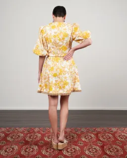 Zimmermann Postcard Mini Dress Swirl Floral Yellow Size 12 for rent on The Volte - image 2