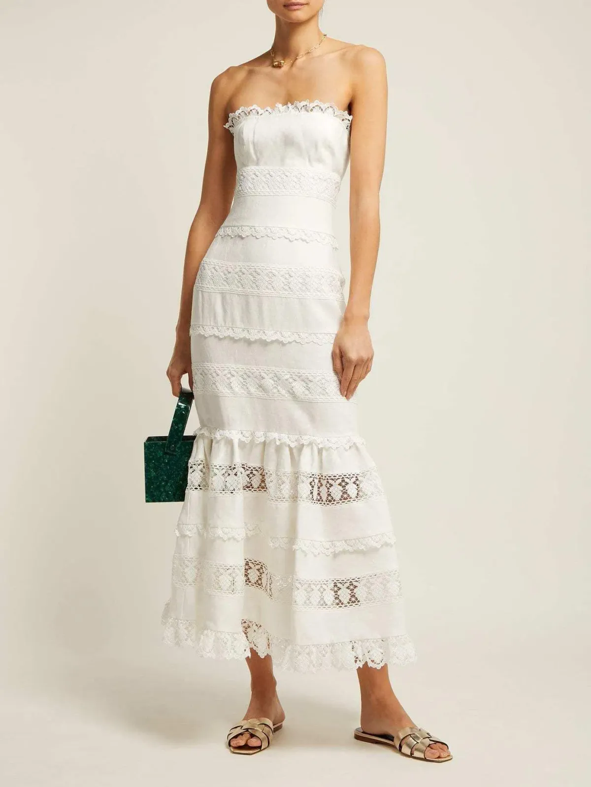 Zimmermann Wayfarer Strapless Midi Dress Ivory Size 0 / AU 8 - Image 1