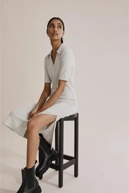 Country Road Rib Polo Midi Dress Grey Size 10 for rent on The Volte - image 2