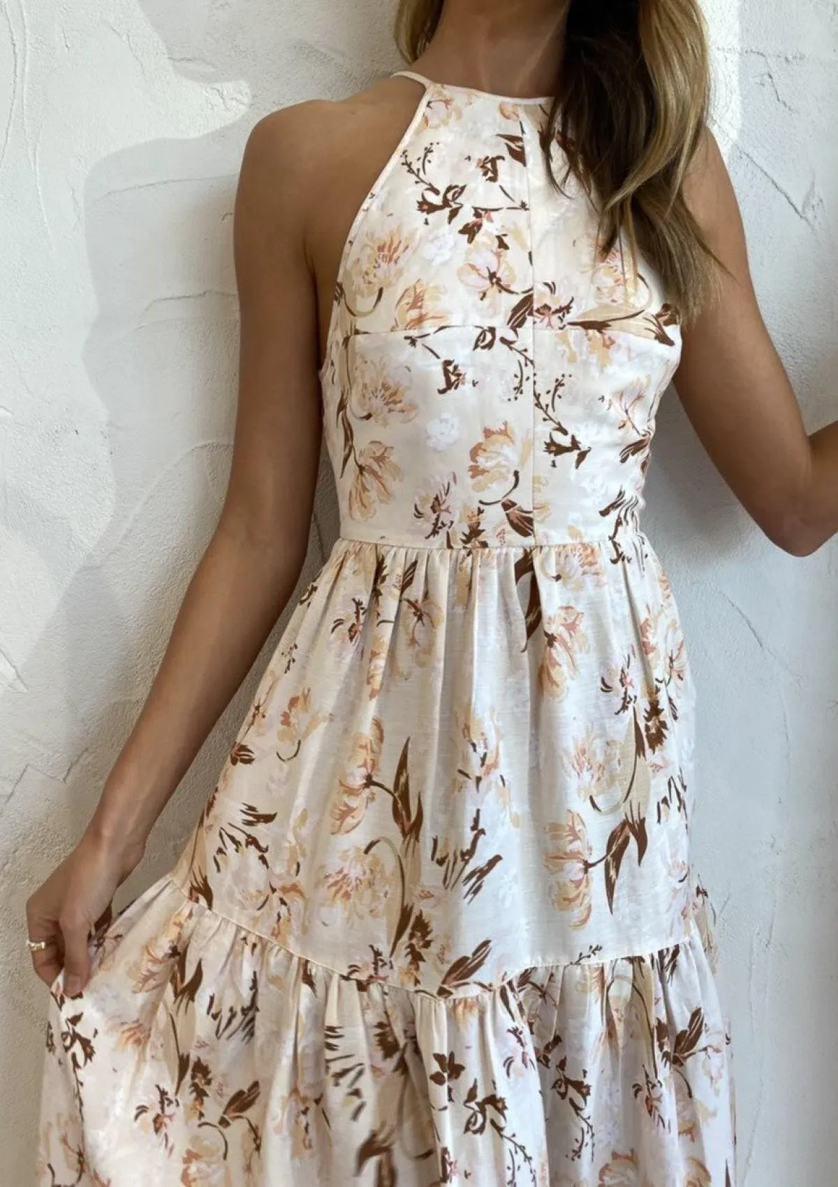 Shona Joy Roxane Open Back Tiered Midi Dress Print Size 14 - Image 4