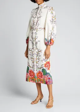 Zimmermann Lovestruck Buttoned Midi Dress Print Size 0 / AU 8 for rent on The Volte - image 1