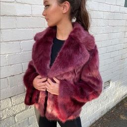 Unreal Fur Madame Butterfly Faux Fur Jacket Wine Size M for rent on The Volte - image 4