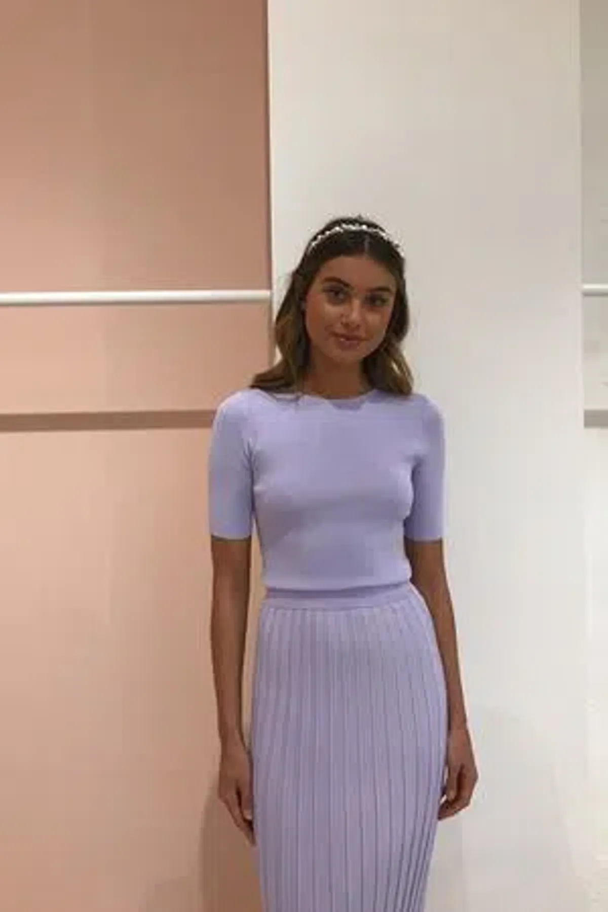 Bec & Bridge Eden Top & Midi Skirt Set Lilac Size 6 - Image 2