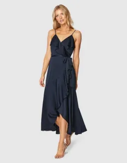 Pilgrim Cindy Midi Dress Size 12 Navy Blue for rent on The Volte - image 1