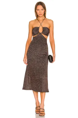 MISHA Dulci Midi Dress Brown Size 6/XS  for rent on The Volte - image 1