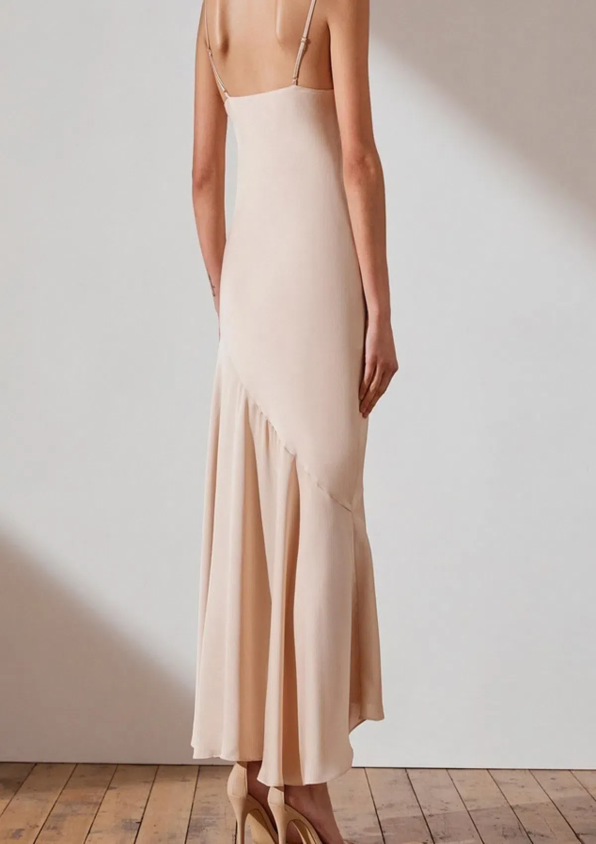 Shona Joy Luxe Bias Asymmetrical Slip Dress Champagne Size 6 - Image 8