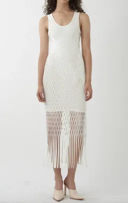 Off-White Long Laser-Cut Dress with Fringes for rent on The Volte - image 1