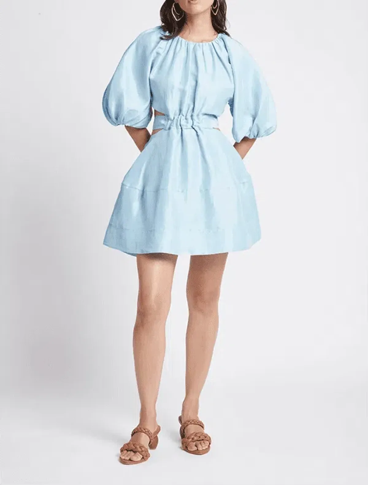 Aje Psychedelia Cut Out Mini Dress Pale Blue Size 4 - Image 1