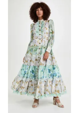 Zimmermann Rhythm Scalloped Dress Mint Mixed Print Size 0 / AU 8 for rent on The Volte - image 1