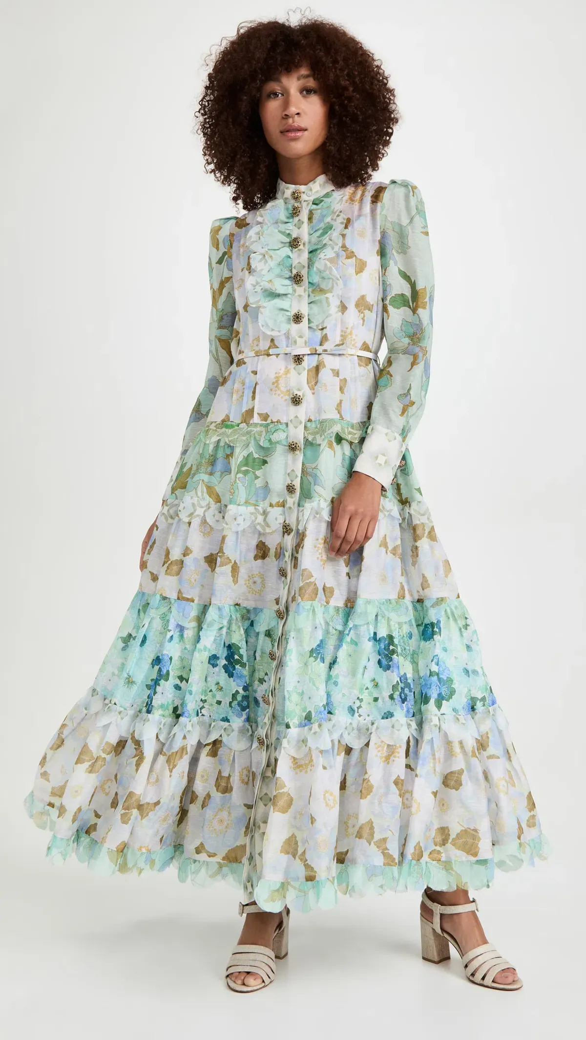 Zimmermann Rhythm Scalloped Dress Mint Mixed Print Size 0 / AU 8 - Image 5
