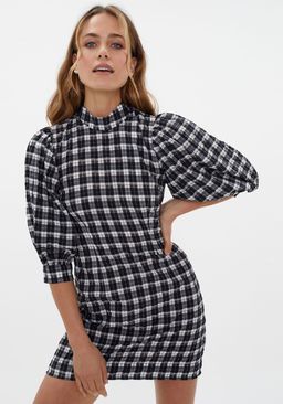 Ganni Seersucker Check Mini Dress Print Size 6  for rent on The Volte - image 2