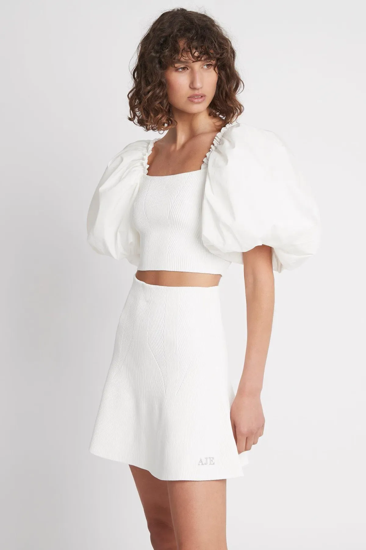 Aje Casa Puff Sleeve Knit Top Ivory Size XS - Image 2