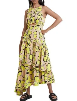 Aje Pelicano Citrus Bloom Racer Asymmetric Tiered Dress for rent on The Volte - image 1