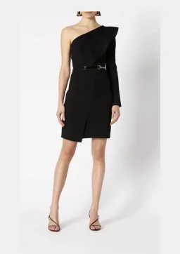 Scanlan Theodore Crepe Knit Ruffle Sleeve Dress Black Size XS / Au 6 for rent on The Volte - image 1