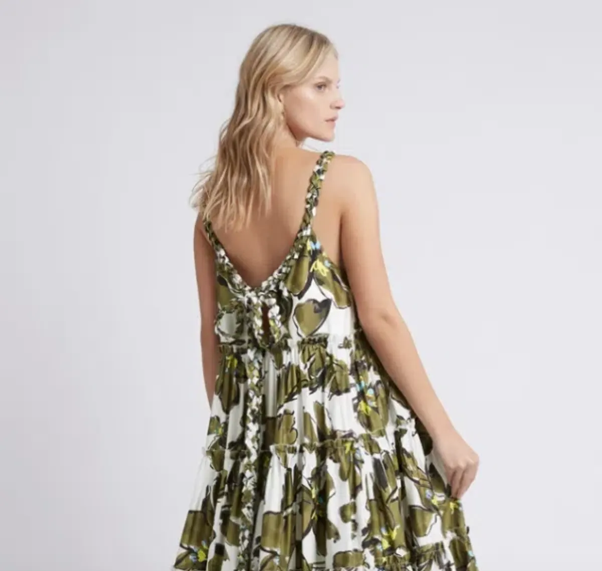 Aje Oasis Olive Leaf Strap Maxi Dress Print Size 10 - Image 4