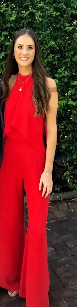 Carla Zampatti Flame Crepe Top and Pants Set Red Size 10 for rent on The Volte - image 3