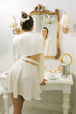 ORSEUND IRIS Ballerina Wrap Skirt & Drop Shoulder Top Set, Ivory for rent on The Volte - image 3
