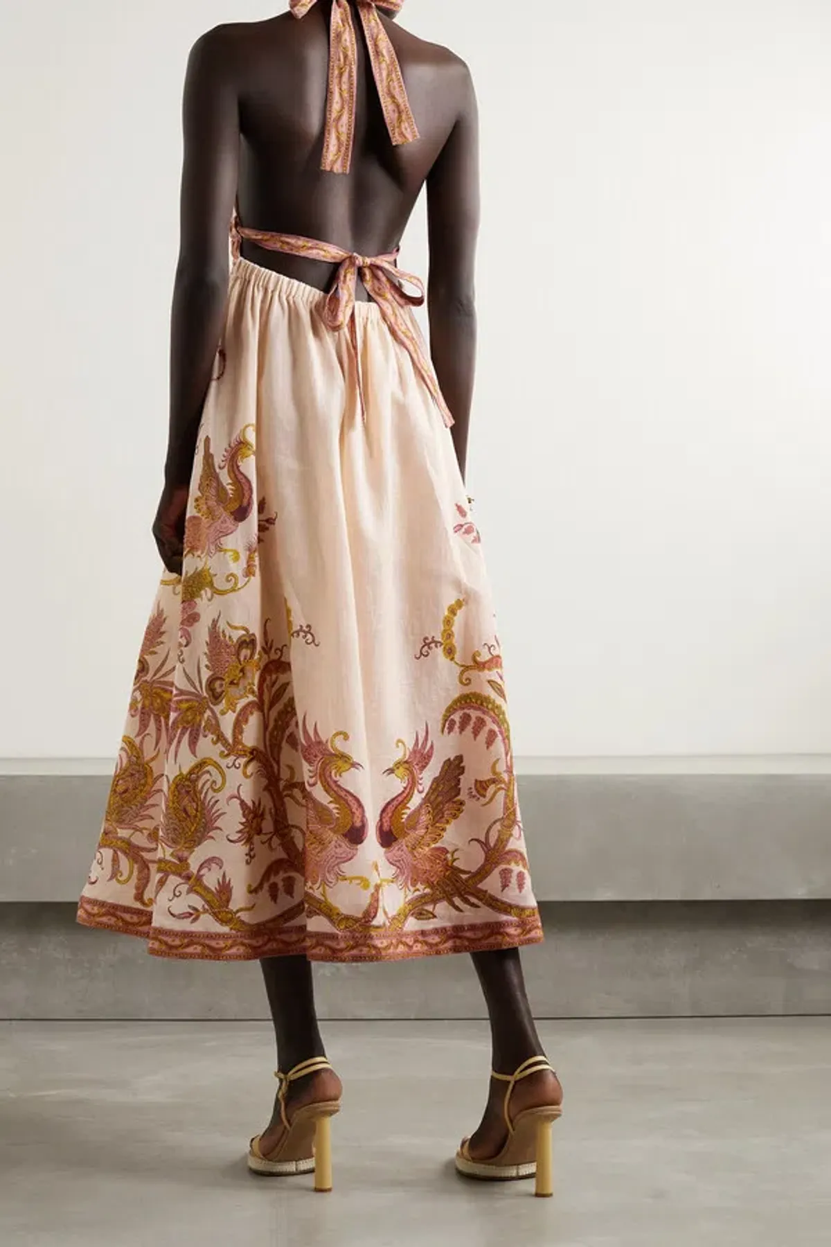 Zimmerman Cassia Halter Bow Midi Dress Print Size 6-8 - Image 2