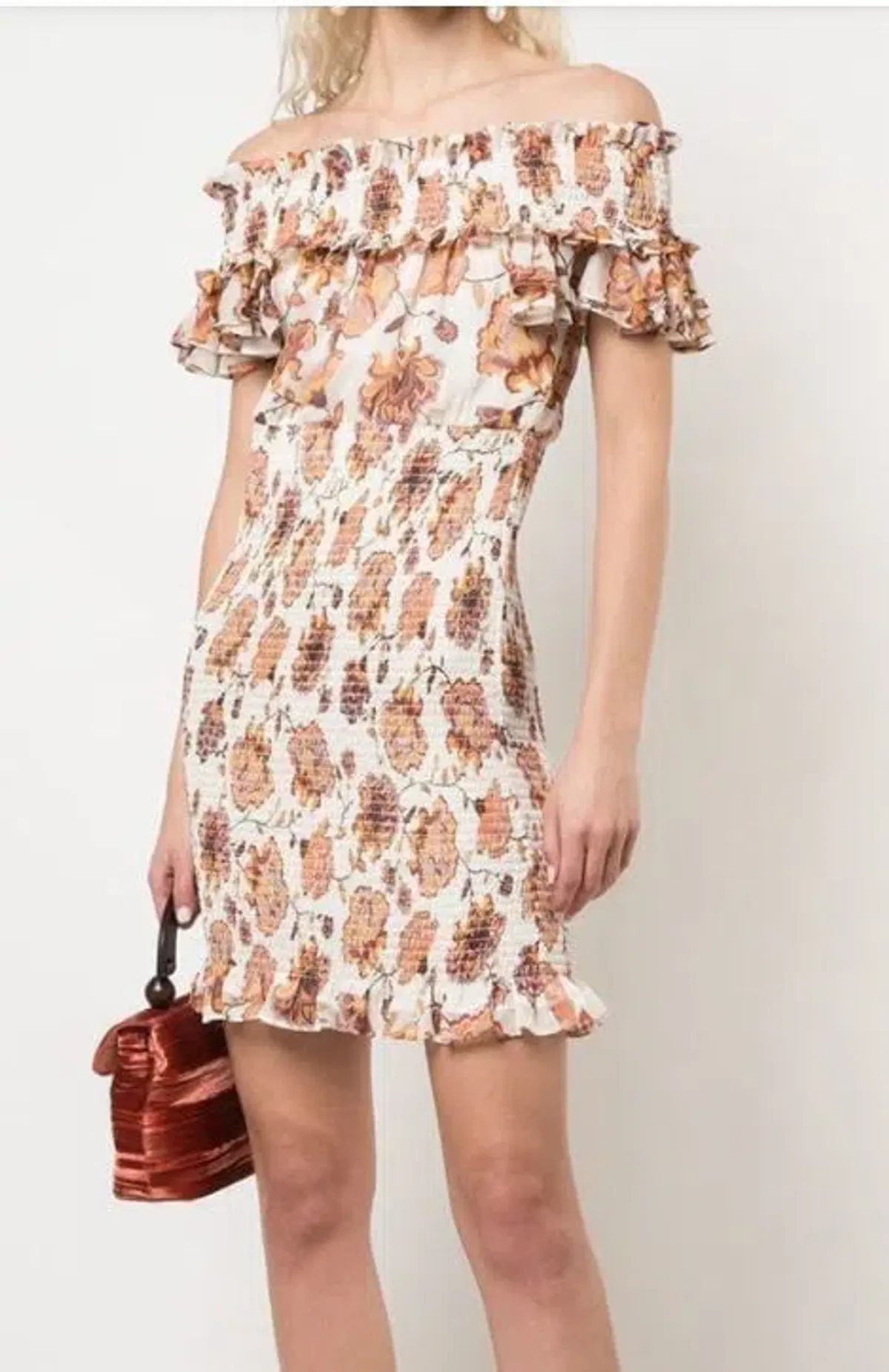 SHONA JOY Floral-print Smocked Off-the-shoulder Mini Dress - Image 3