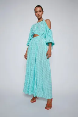 Scanlan Theodore Gingham Draw Cord Dress in Mint Size 8 for rent on The Volte - image 2