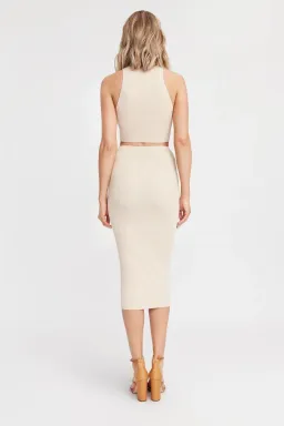 Kookai Lola Cut Out Midi Dress Nude Size 2  for rent on The Volte - image 2