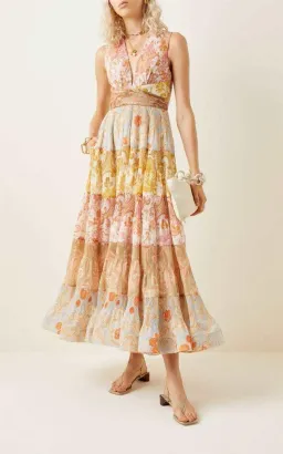 Zimmermann Postcard Pleated Midi Dress Splice Size 0 / Au 8 for rent on The Volte - image 1