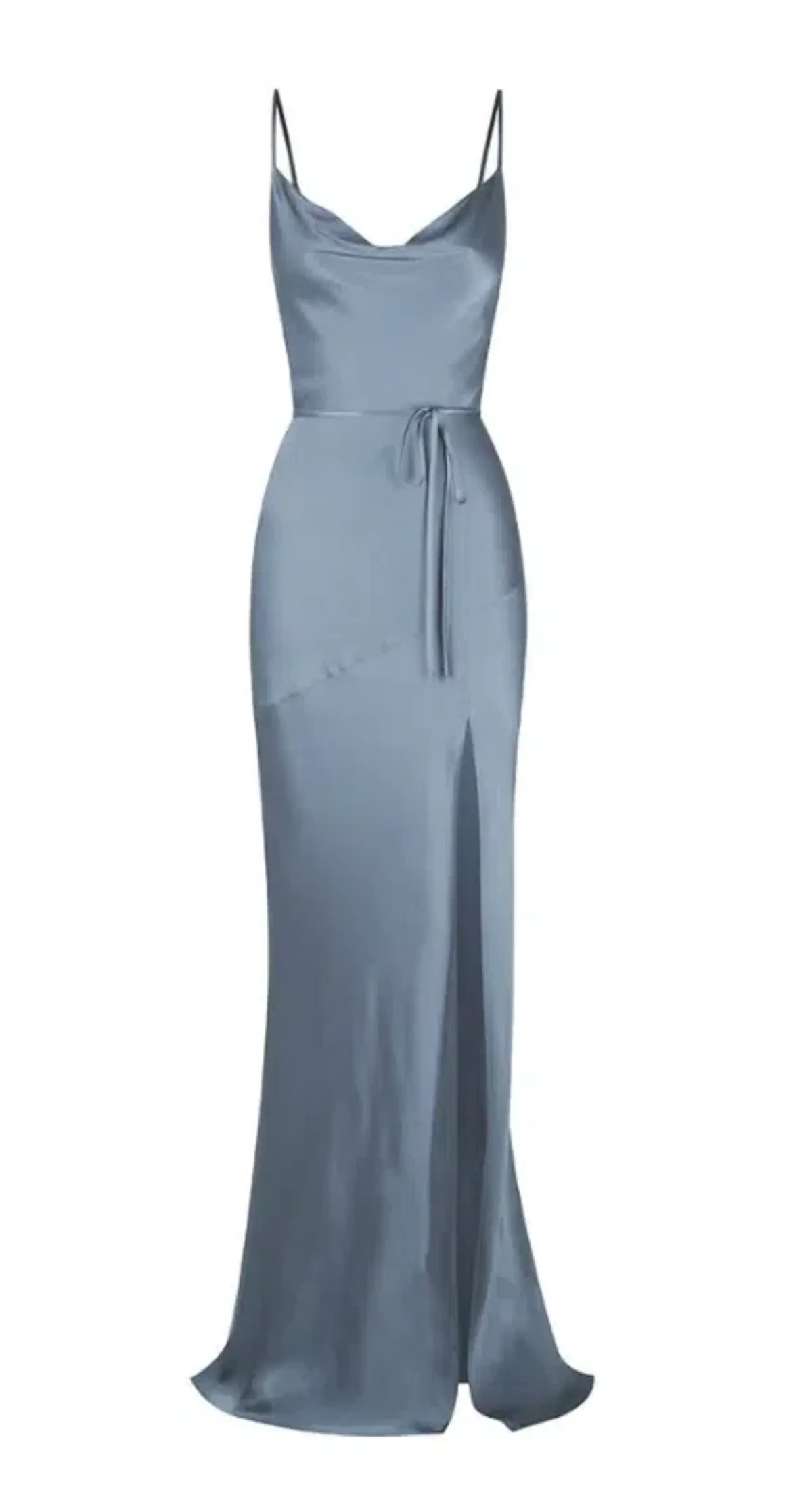 LA LUNE BIAS COWL MAXI DRESS - BLUE SMOKE - Image 3