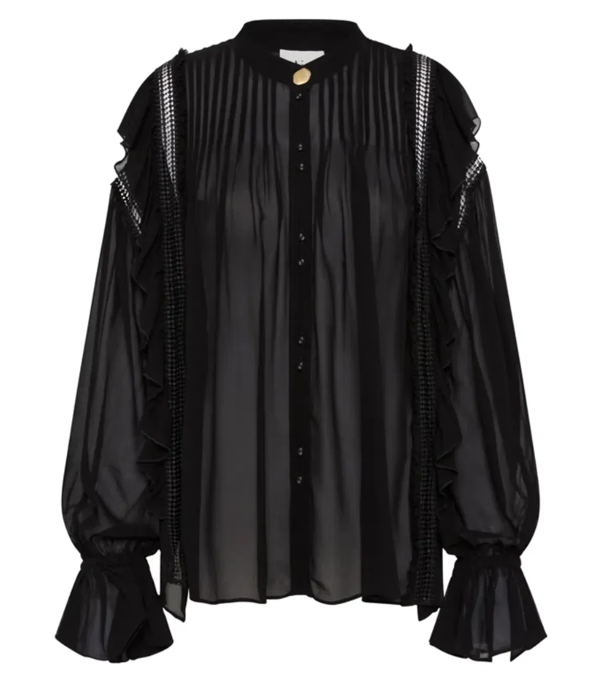 Aje Solitude Ruffle Blouse Black Size 8 - Image 3