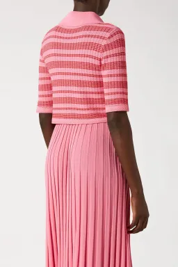Scanlan Theodore Pleated Rib Stripe Crop Top Pink Size 8 for rent on The Volte - image 3
