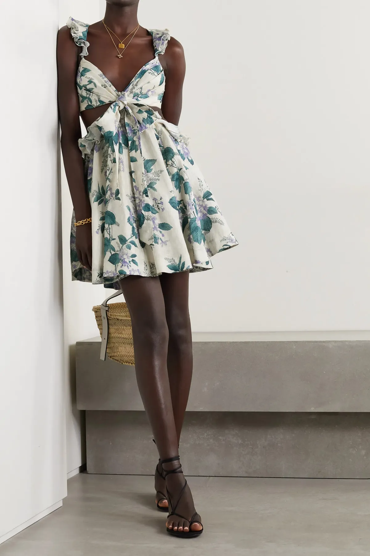 Zimmermann Cassia Ruffle Mini Dress Floral Size 1 / Au 10 - Image 4