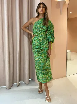 Alemais Phyllis Asymmetric Dress Print Size 10 for rent on The Volte - image 1