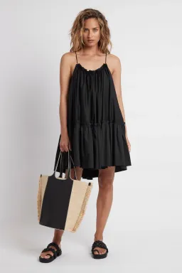 Aje Midsummer Swing Mini Dress Black Size 10 for rent on The Volte - image 1