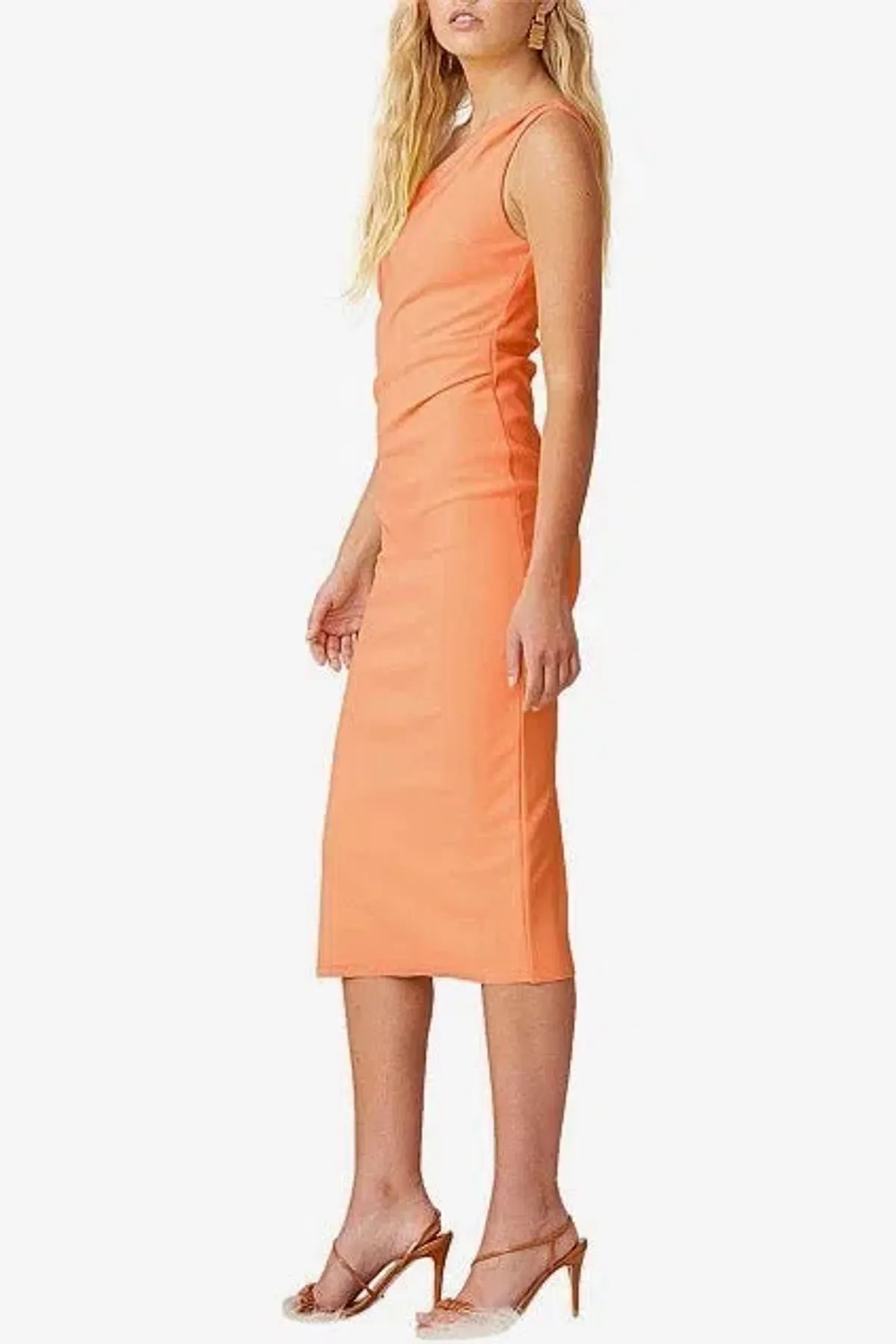 Bec and Bridge Clover Asym Midi Dress in Nectarine Orange Size 6 - Image 3