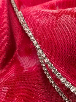Area NYC Crystal Trimmed Sculpted Bow Mini Skirt & Top in Ruby Tie-Dyed Size 8 for rent on The Volte - image 8
