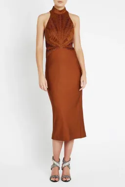 Sass & Bide You Are The One Fitted Midi Dress Bronze Size 10 for rent on The Volte - image 2