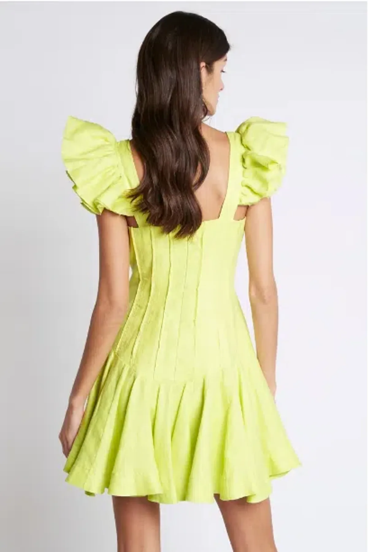 Aje Breathless Frill Sleeve Mini Dress Green Size 12 - Image 3