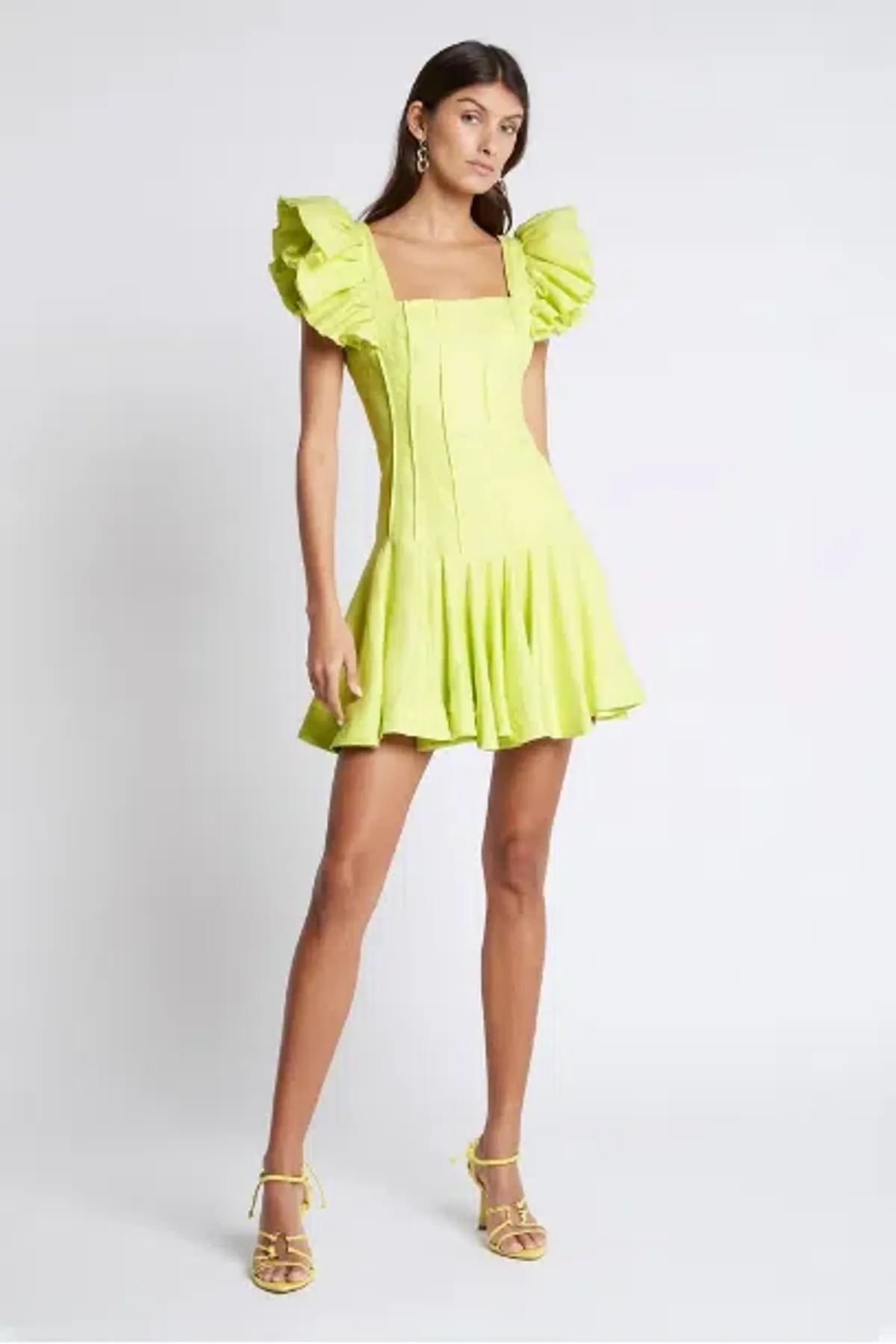 Aje Breathless Frill Sleeve Mini Dress Green Size 12 - Image 1