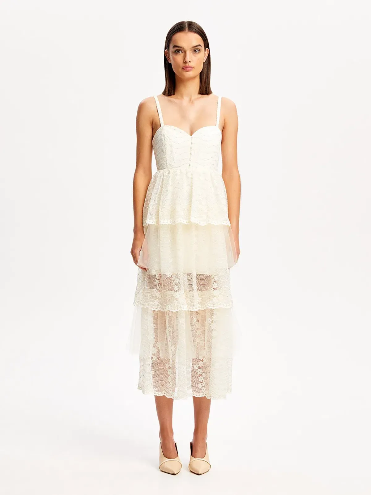 Alice McCall Creme Moonstruck Midi Dress Cream Size 8 - Image 1