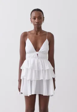 Joslin Liana Silk Mini Dress White Size 8 for rent on The Volte - image 1