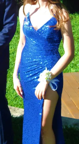 Noire Couture Royal Blue Sequin Gown Size 6 for rent on The Volte - image 3