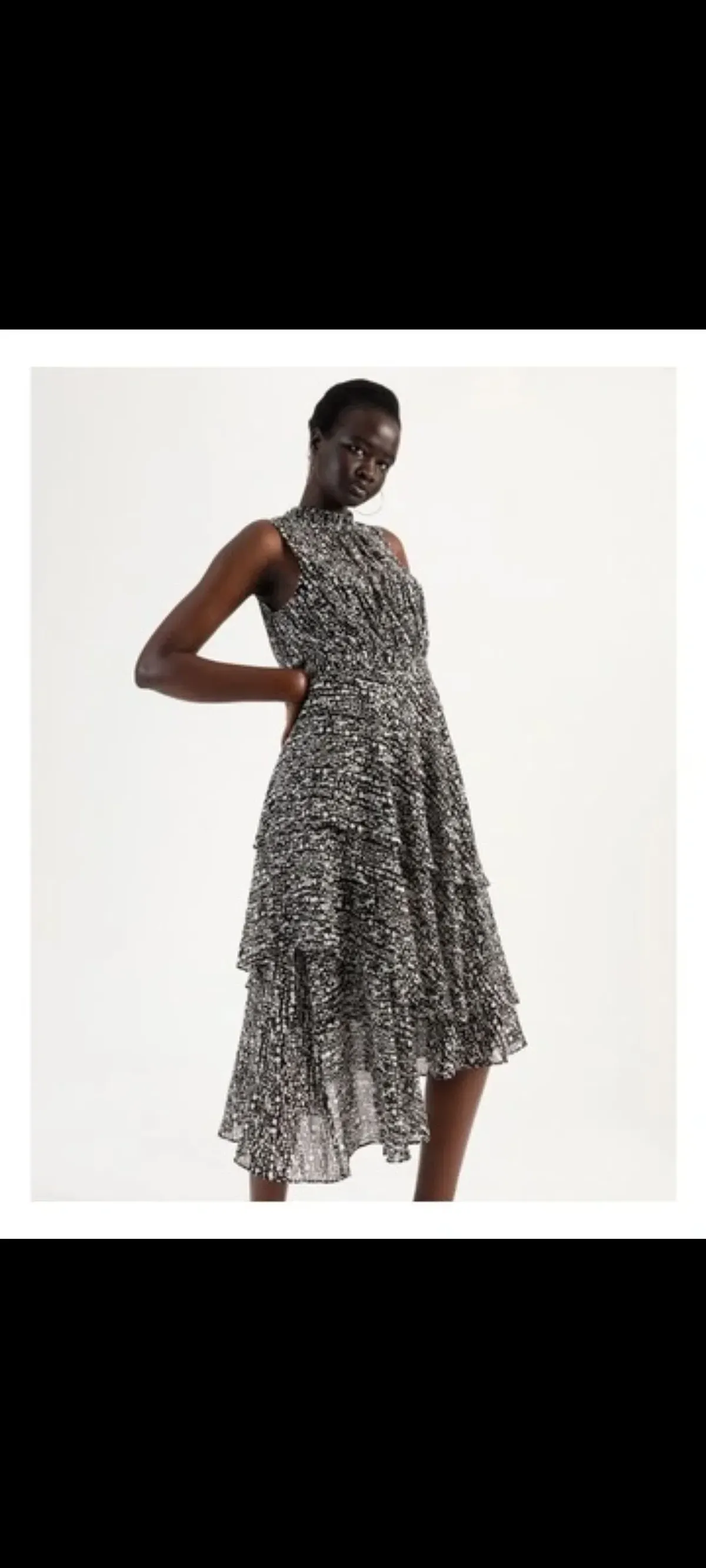Wayne Cooper Tiered Frill Midi Ggt Dress Droplets Print - Image 5