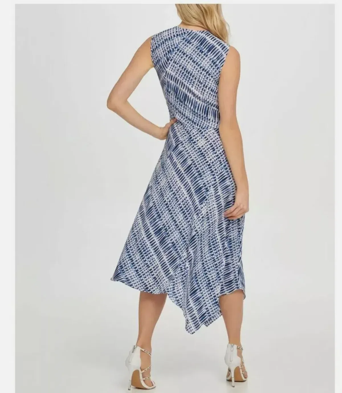 DKNY Vneck Wrap Colorblock Panel Dress Print Size 16 - Image 3